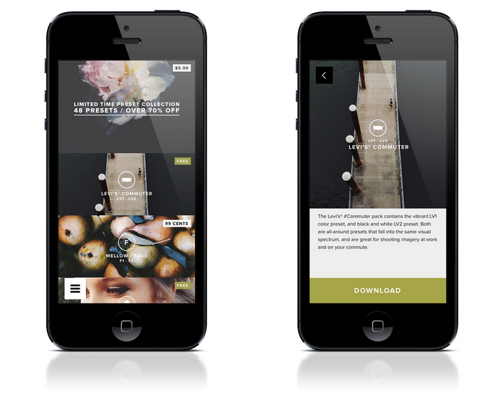 The first branded preset pack for the VSCO cam App.