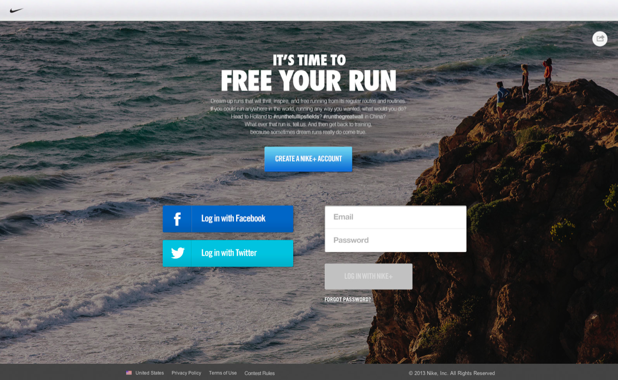Sign in to create your dream run! Nike+ Accounts were used to securely track run submissions.