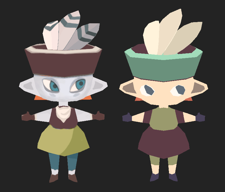 bitmoo-art:
Valérie, a low poly model made in Maya. Left one has been textured, right one uses flat material colours only.