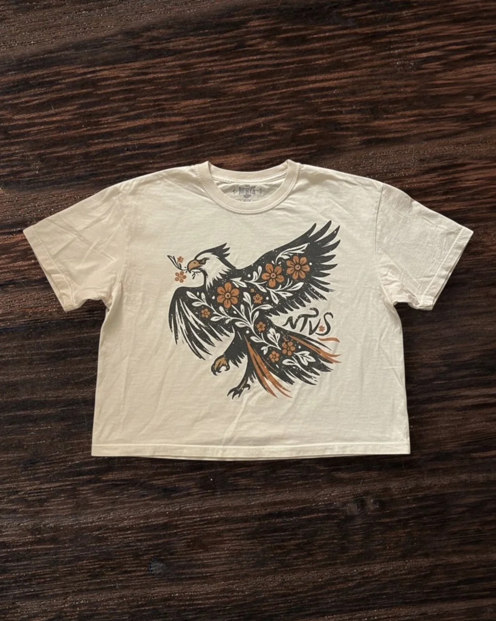 Women's Ojibwe Floral Thunderbird Crop Tee