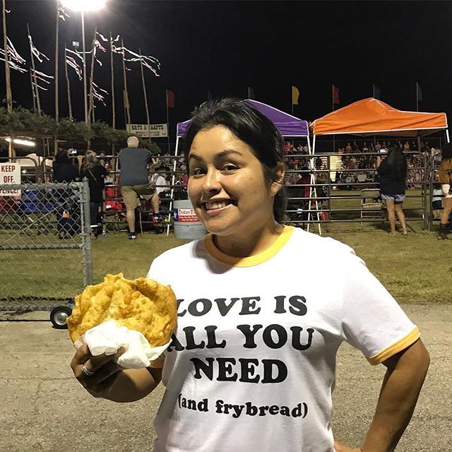 @hunee77
・・・
Got my shirt just in time for the Pow Wow... and fry bread of course! I'm a happy girl!! (Excuse the hair it's windy) #frybread #powwow #teamntvs