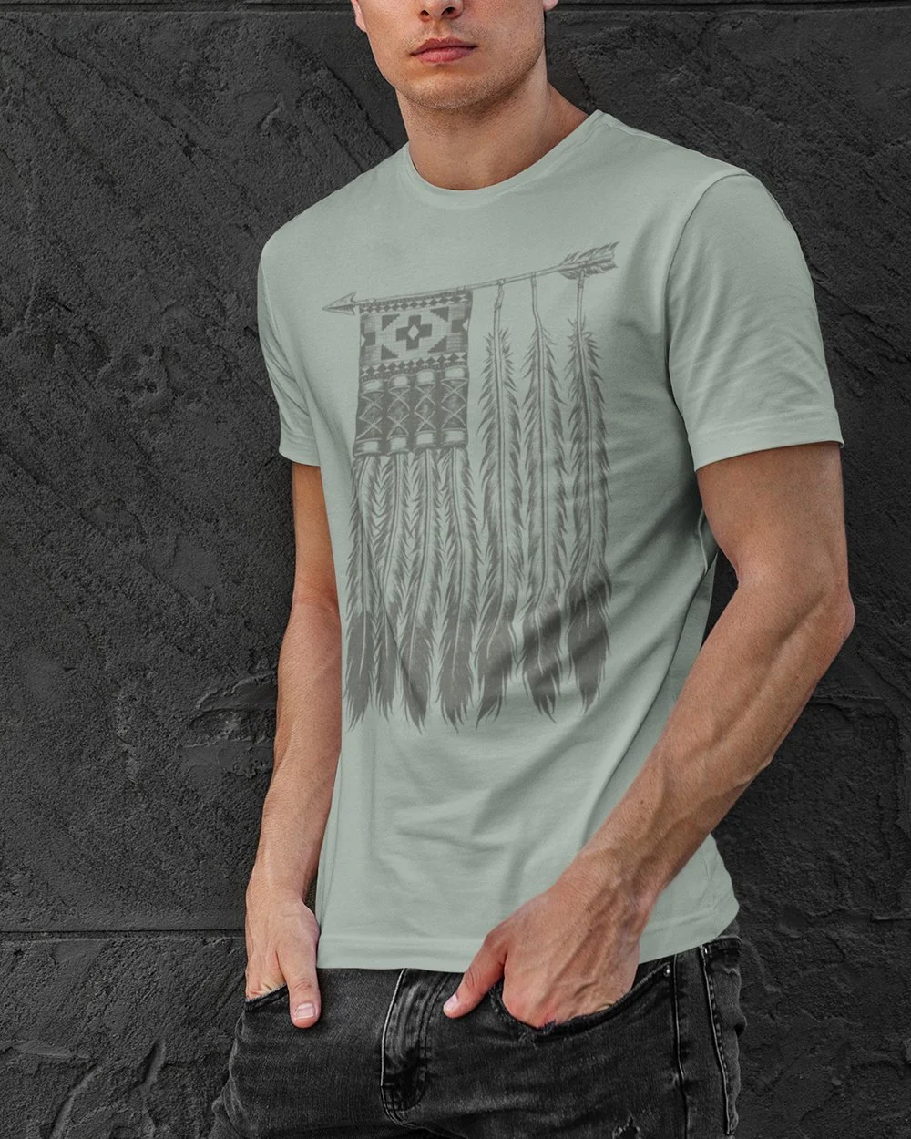 Native Flag - Unisex Tee - Heather Sage