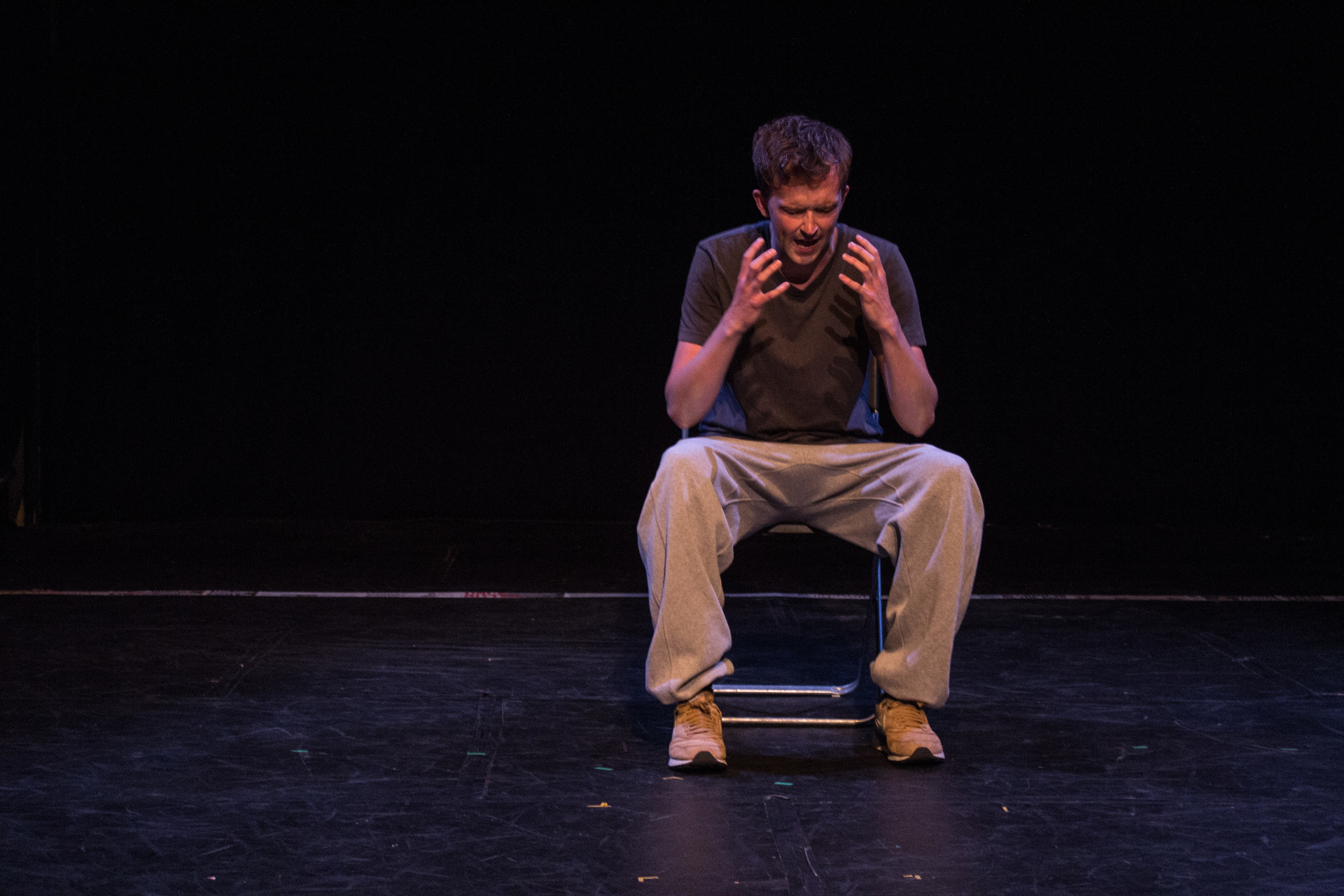 THE DAILY PLAYS 1 Joshua Miles in the Monday Play written by David Mumini in response to THE SUN. Photo by Harry Knight