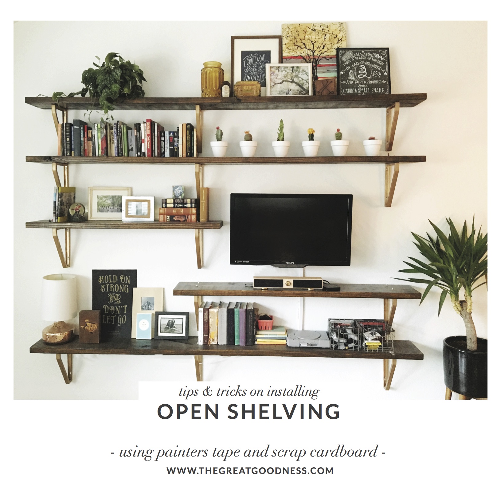 Open Shelving Tips and Tricks www.thegreatgoodness.com