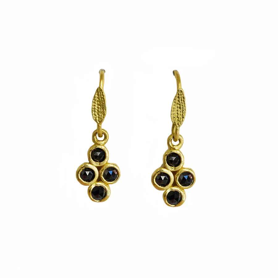 Black Diamond Clover Earrings