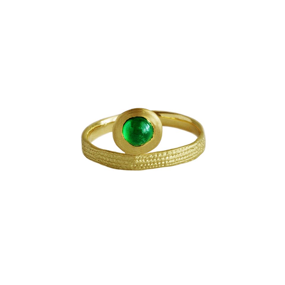 Francesca Lacagnina Jewelry_Emerald Prima Ring_18k Textured Gold and Emerald_R170G18EM.jpg