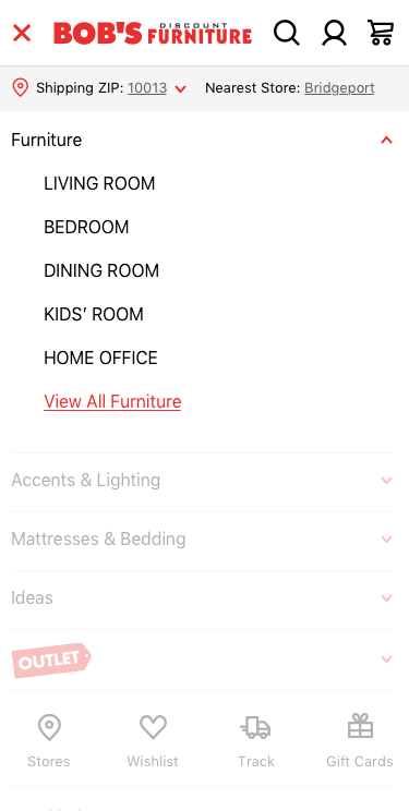 Secondary navigation for mobile devices.
