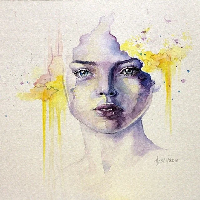 "yellow" watercolor on paper - 12x16in