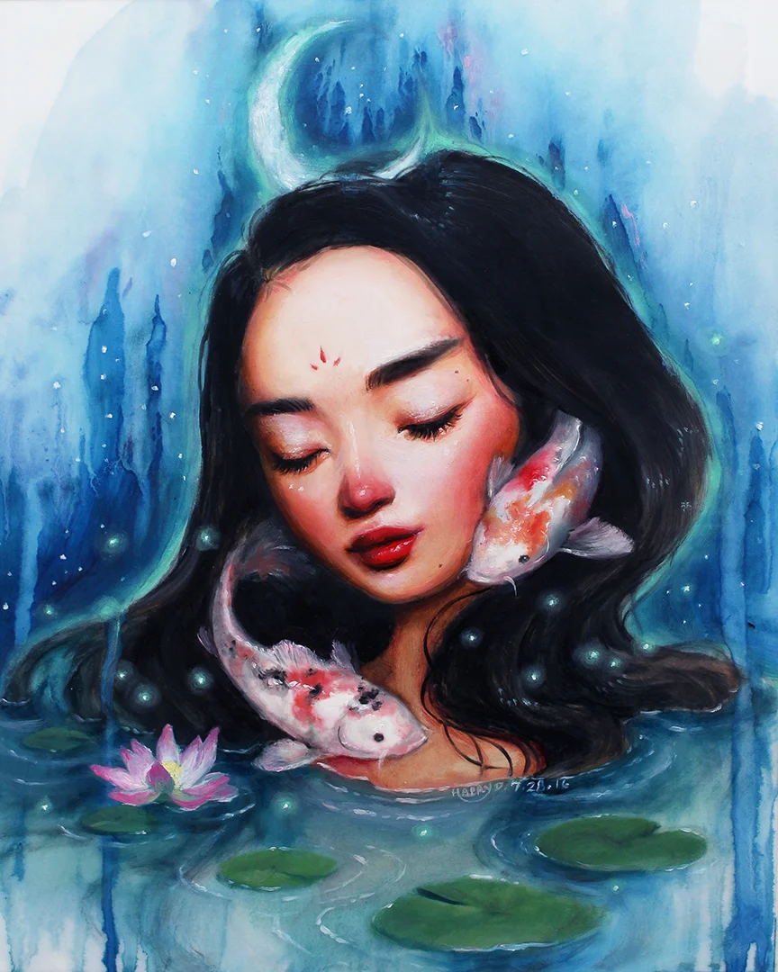 LIMITED EDITION HAND EMBELLISHED PRINT "coy"