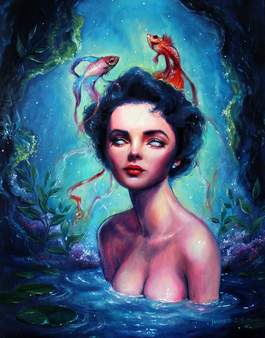 "deux esprits" oil on birch - 11x14in framed