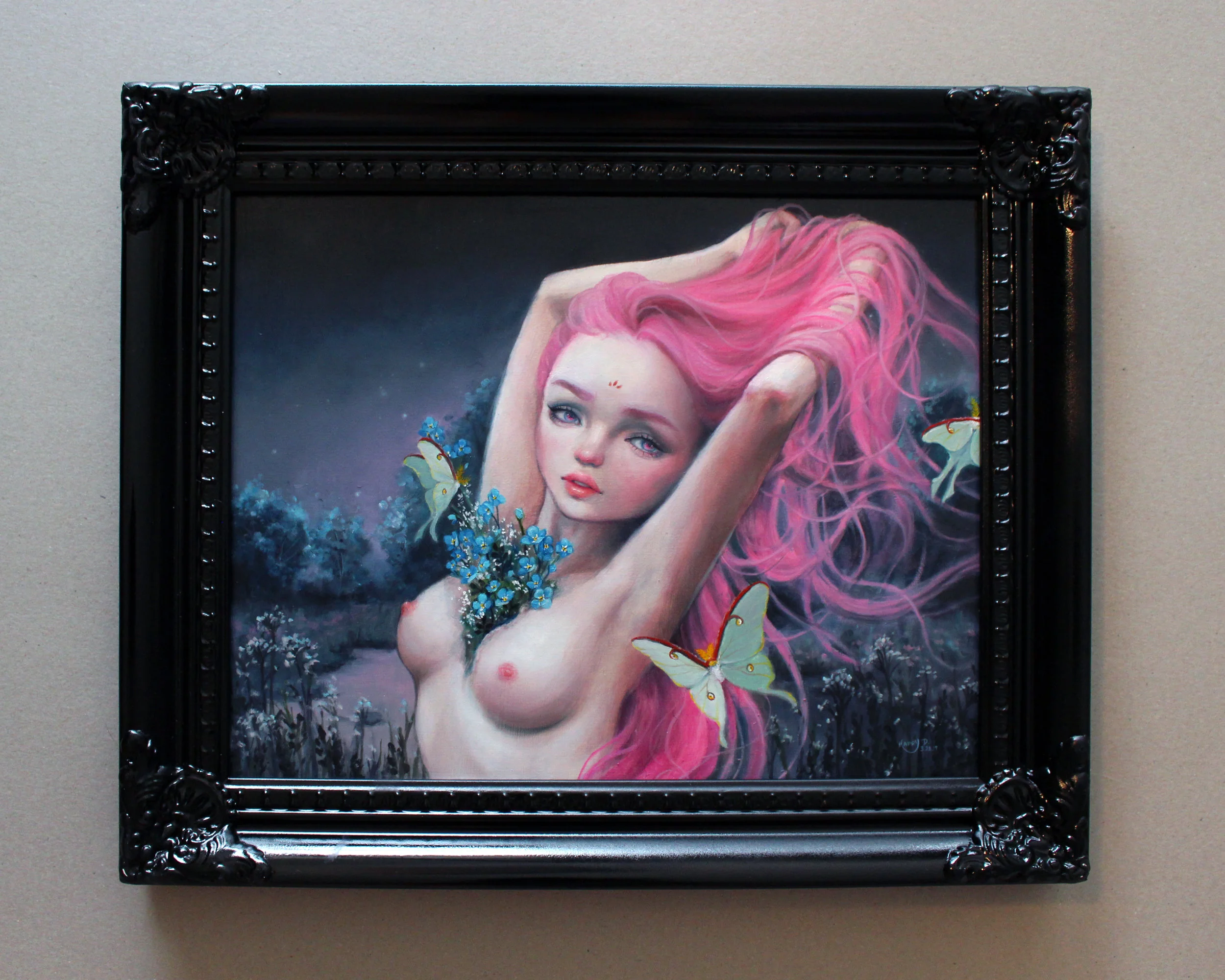 "sylvatica" oil on wood - 14x17in framed