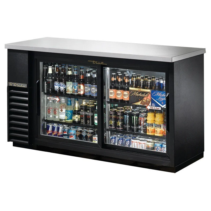True 61" Glass Sliding Door Back Bar Cooler TBB-24-60G-SD-LD