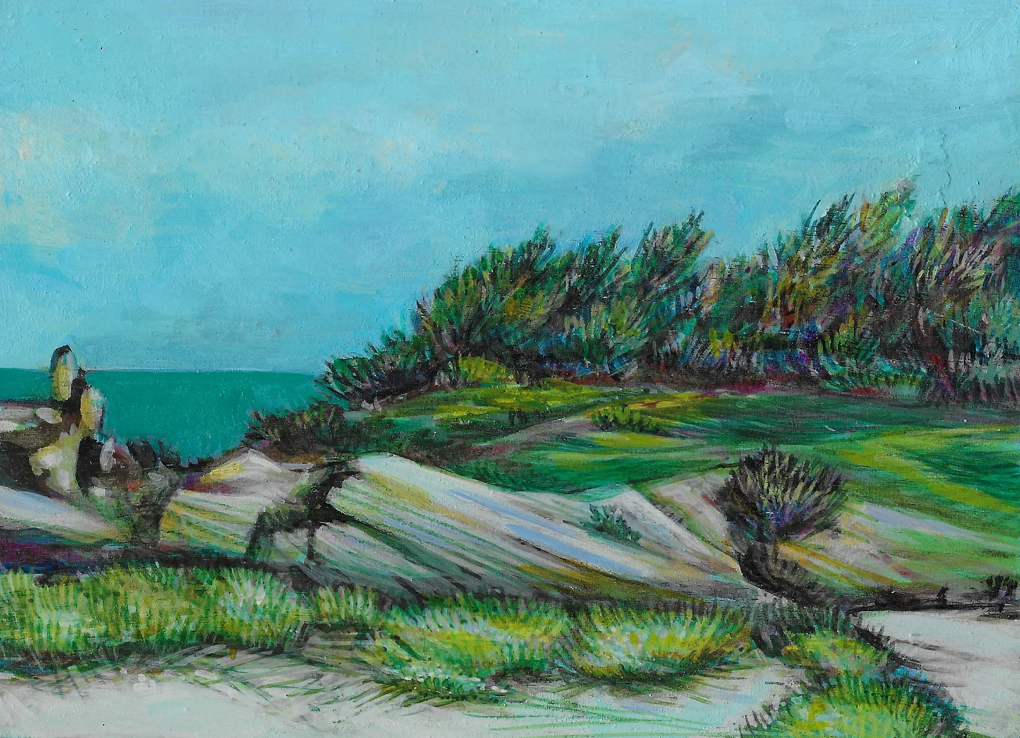 (bermuda) east beach, 5" x 7", water-based media on panel, 2016