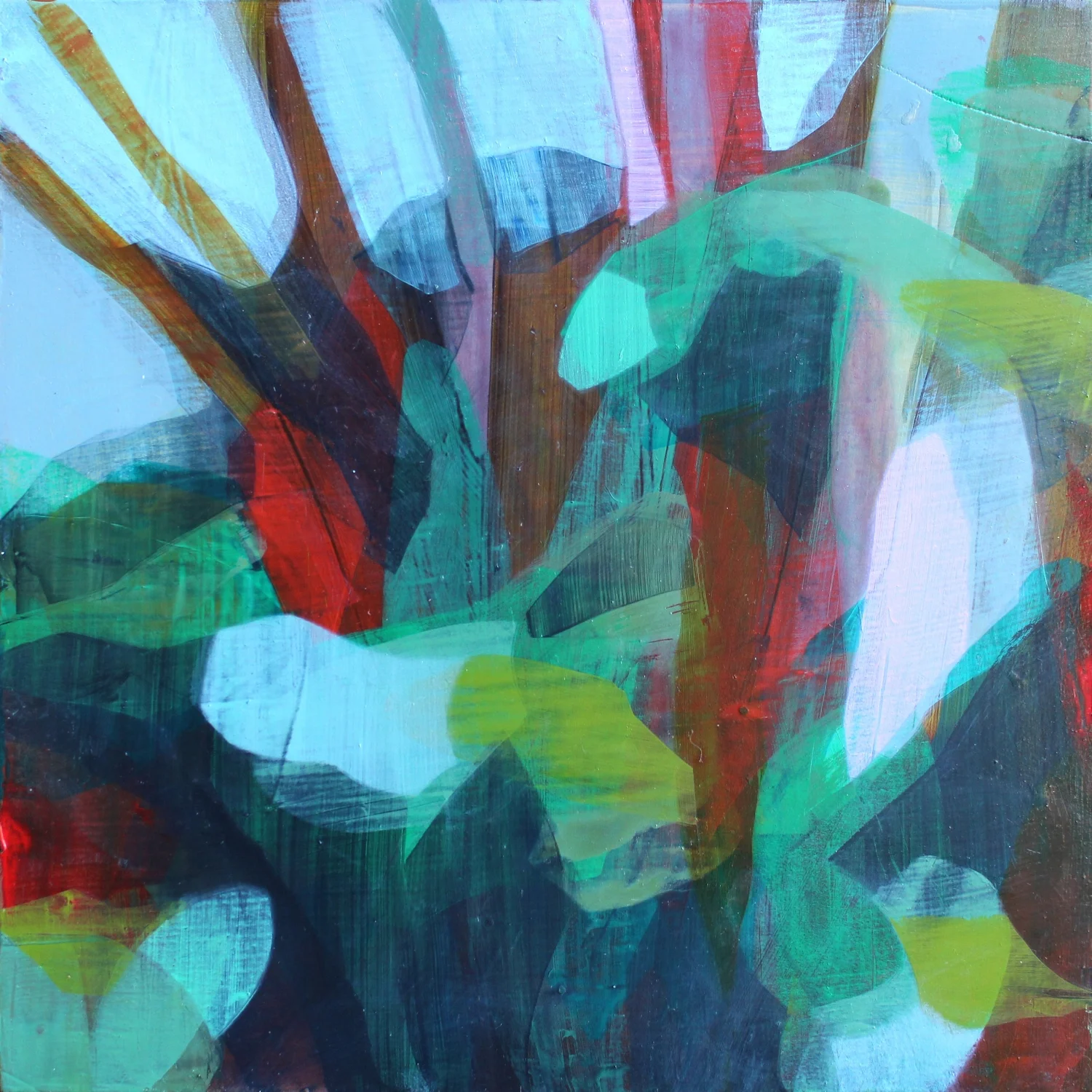 (bermuda studies) banyans, 10" x 10", water-based media on panel, 2016-2017