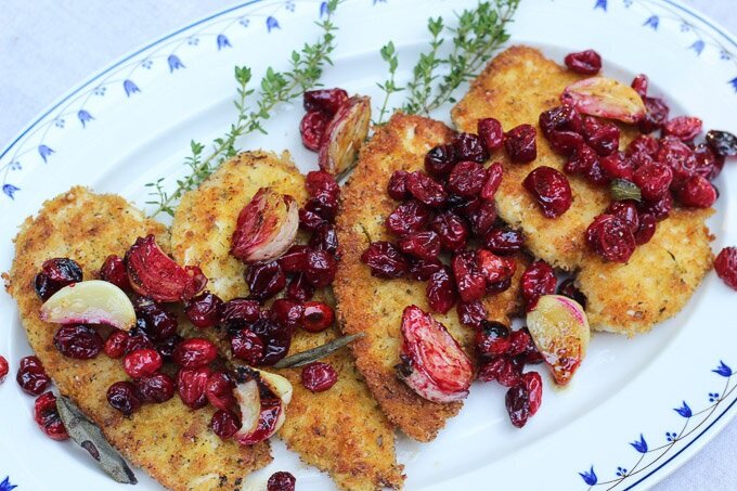 Chicken Cutlets with Roasted Cranberries