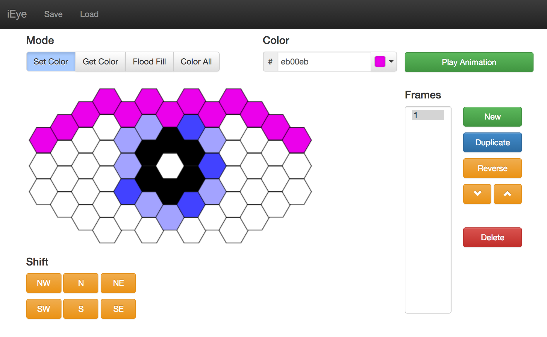 Branden created the iEye tool to allow the project's visual artist to easily design patterns and animations for the eyes