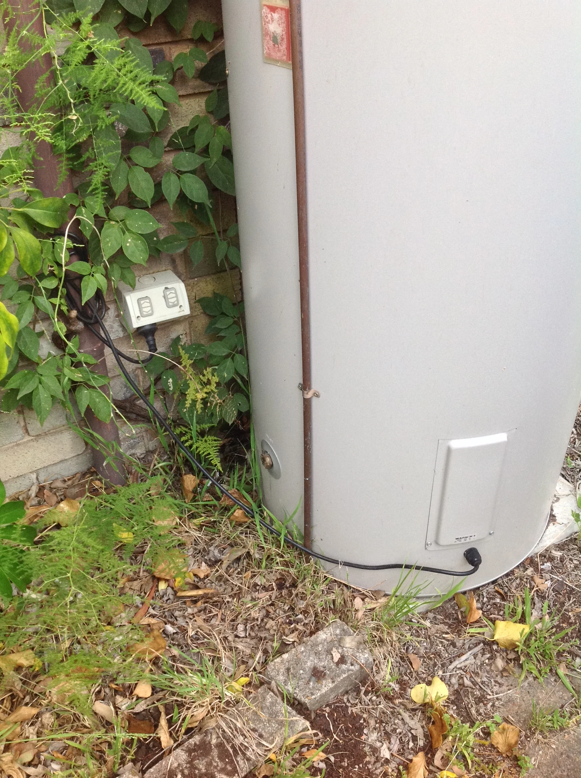 The Overflow on this hot water unit (Copper pipe going into the soil) drains near the base of the house, coupled with all the vegetation nearby, this is a great invitation for termites.