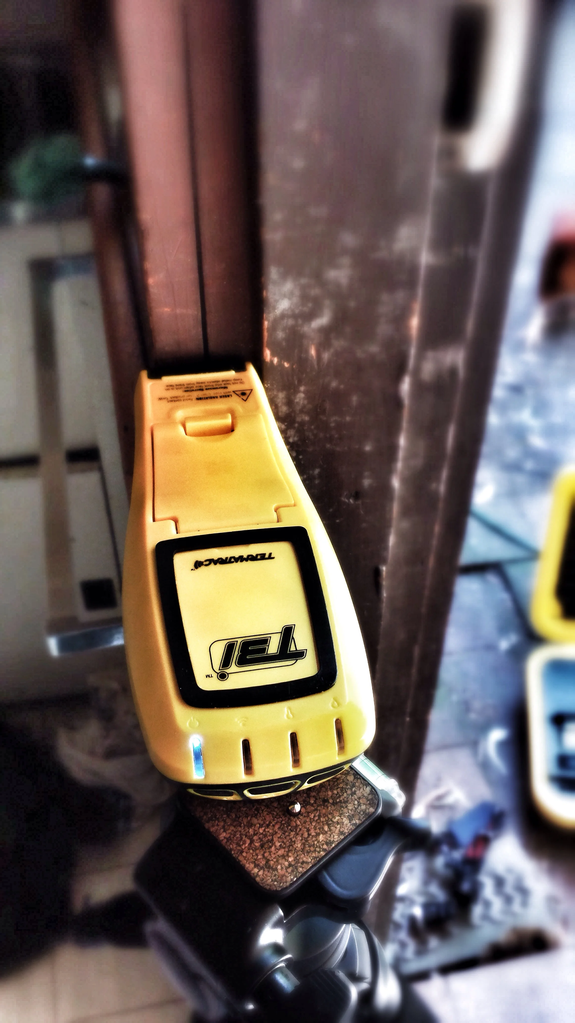 The unit sends signals deep into the timber to accurately measure movement.