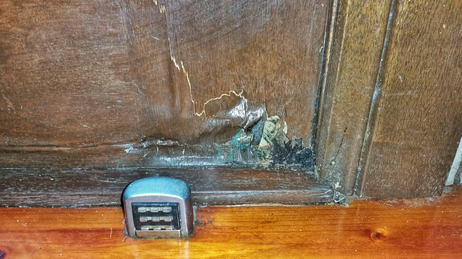 This doorway was right next to a leaky section of the house, the water ingress caused severe wood rot