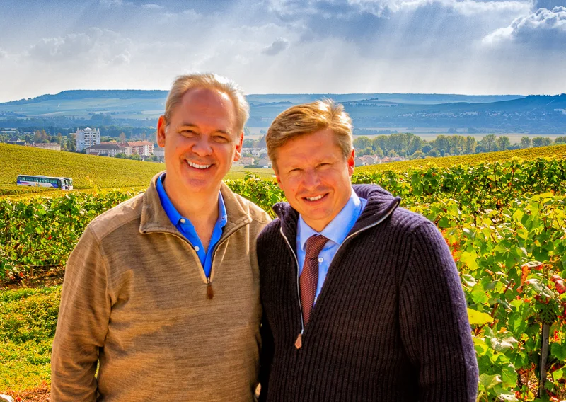 Roederer Chef-du-Caves Jean-Baptiste Lécaillon joins me in the vineyards