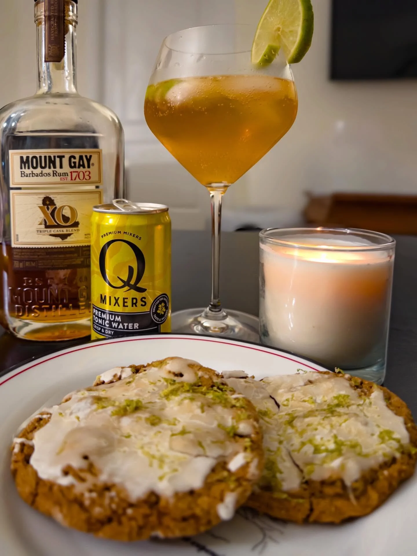 Dark and Stormy, the cocktail and the cookies. Ginger cookie with lime and rum glaze for the holiday. Warm and racy.  @mountgayrum @nytimescooking