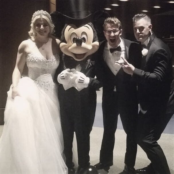 Friends shut down Disney World to get married with Mickey and MEEEE officiating the ceremony!
.
Their engagement was 10 YEARS AND 4 DAYS!!! You knowwww they were ready to do this wedding righhhht!
.
Little Known Fact: I'm certified as &quot;THE Bisho