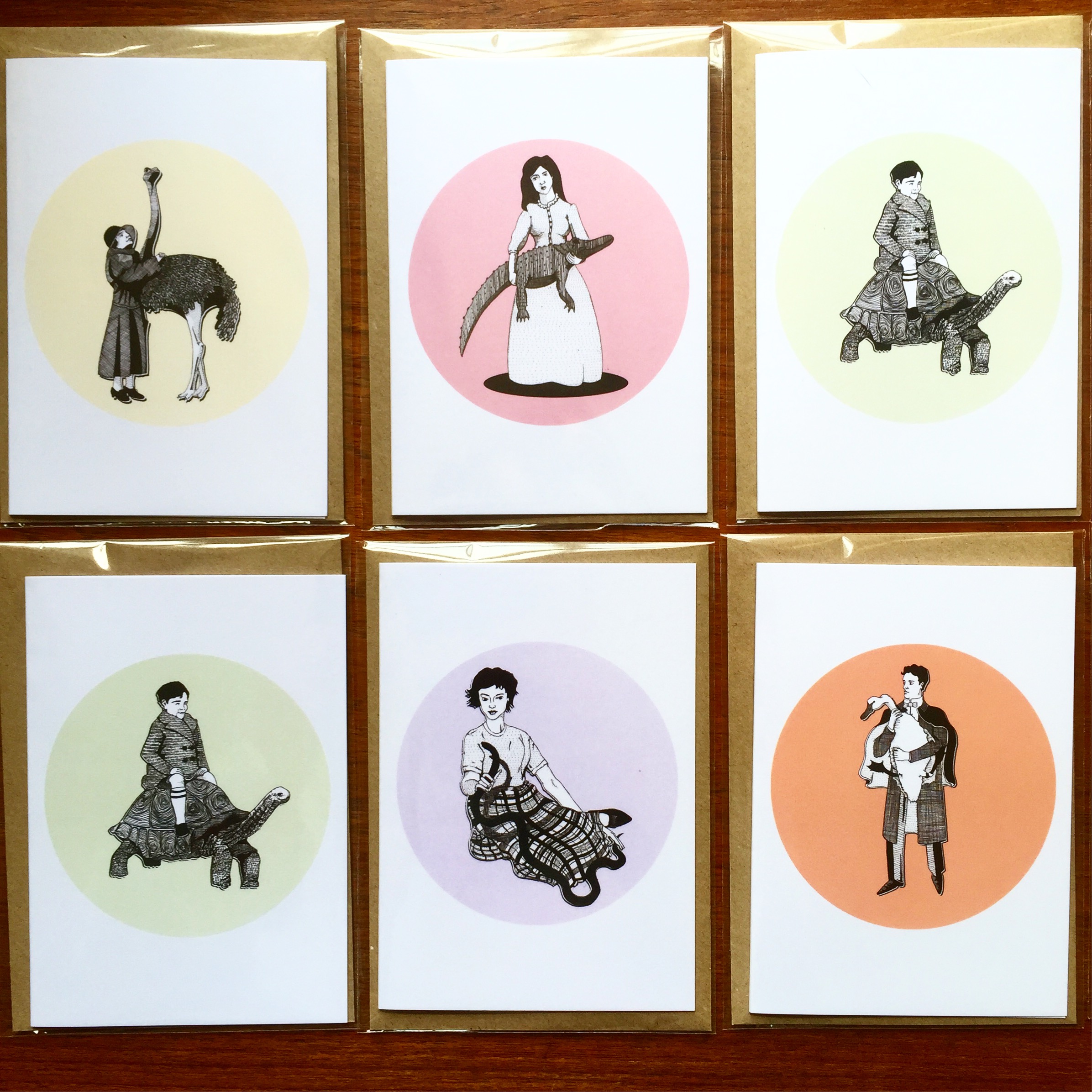 People with animals cards