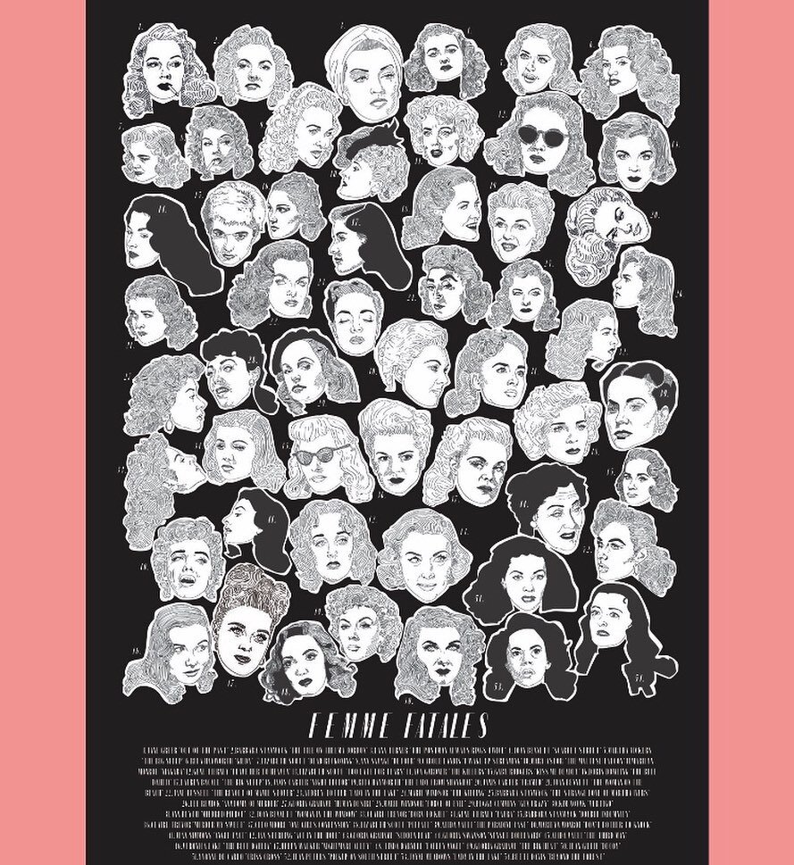 Faces of Film Noir.
54 faces of Femme fatales.

Femme Fatale A3 poster now available at #etsyukshop 
.
.
.
.

#illustration #illustrate #illustrator #draw #drawing #ink #inkdrawing #potrait #portraitdrawing #portraits #film #movie #actor #actress #be