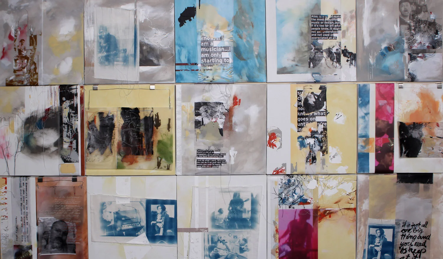 Wall of 15 canvasses