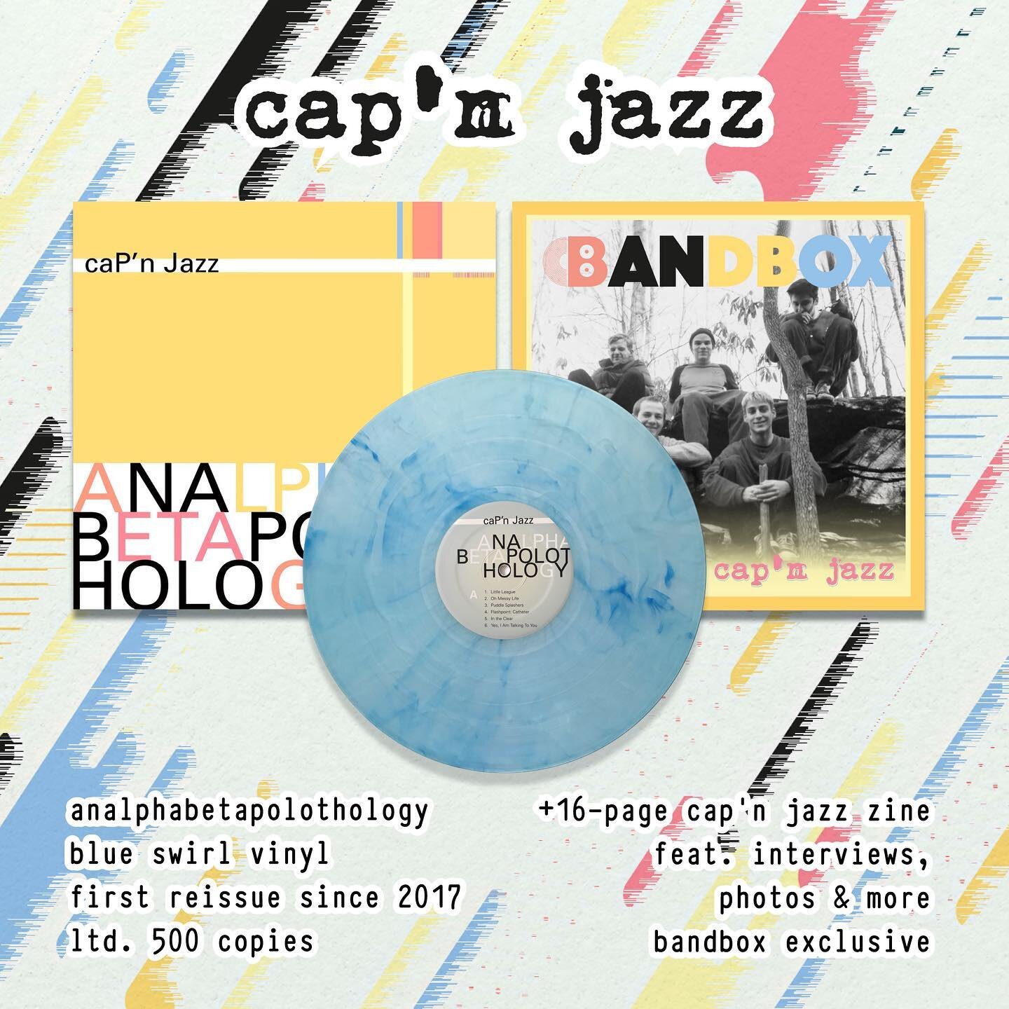 👀 @bandboxvinyl is reissuing a special edition of @CapnJazzofficial's 'Analphabetapolothology' on blue swirl vinyl. Each copy of this exclusive pressing includes a 16-page Cap&rsquo;n Jazz zine, featuring the band's track-by-track guide to the album
