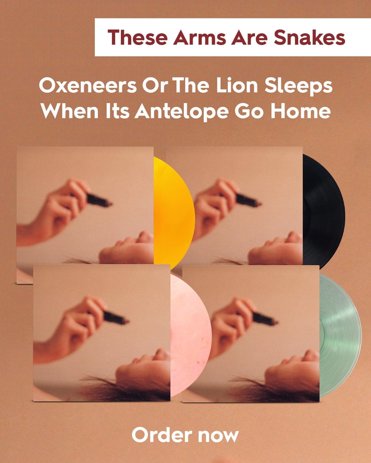 Check it out 👀 @TheseArmsAreSnakesofficial vinyl re-issues for 'Oxeneers Or The Lion Sleeps When Its Antelope Go Home' &amp; 'Easter', are now available for pre-order. Links in our story and Highlight. You can also catch them on a handful of dates c