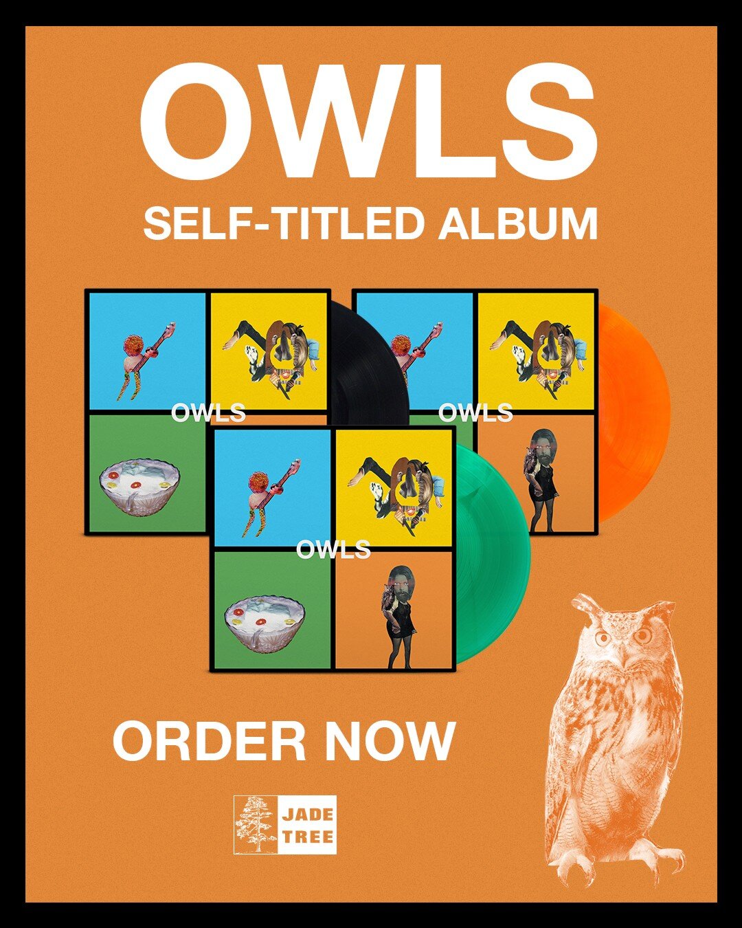 🦉 OUT NOW: Owls' self-titled re-issue vinyl is available via jadetree.com, polyvinylrecords.com &amp; your favorite indie retailers. Check the link in our Vinyl Highlight for all options.

#Owls #NowSpinning #Vinyl #JadeTree #JadeTreeRecords