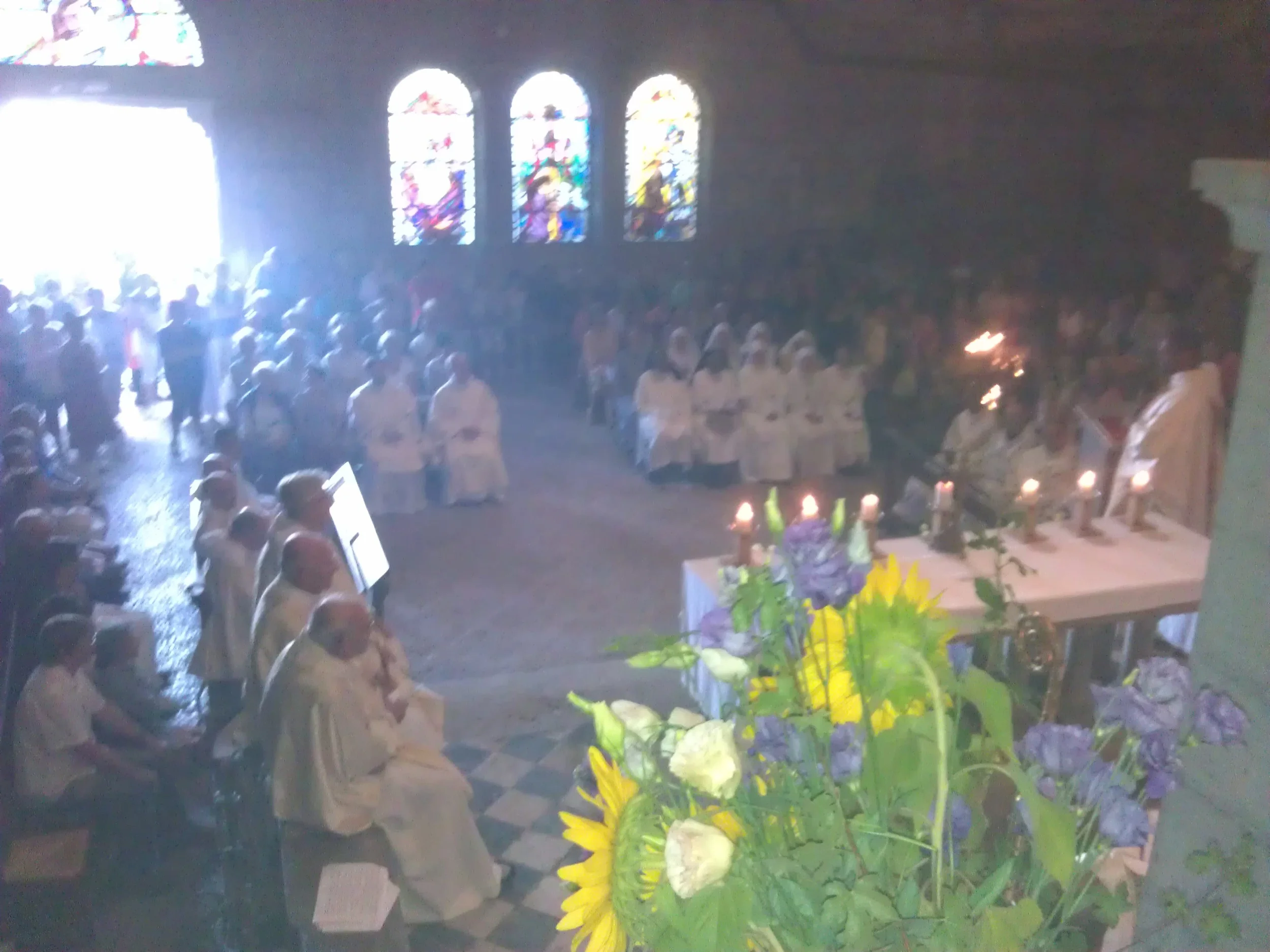 Behind the main altar during the mass.