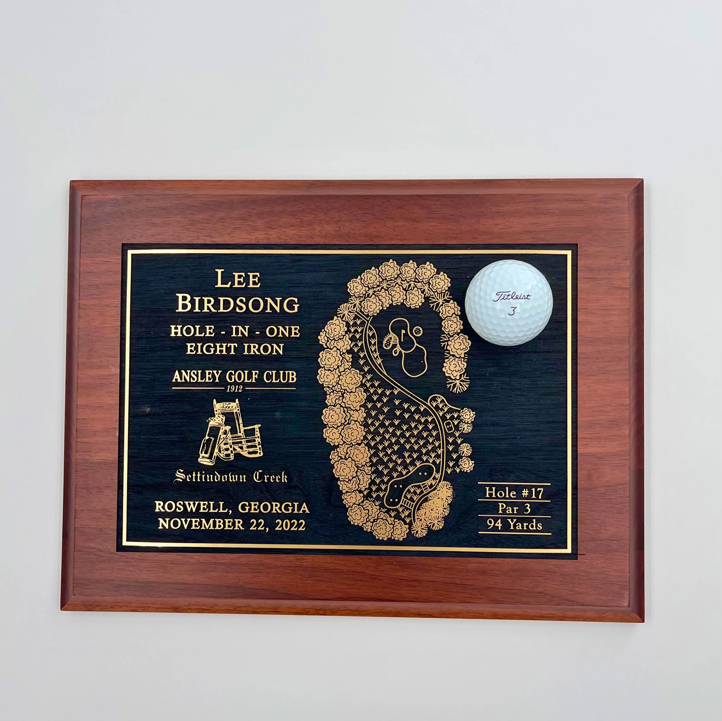 Classic Hole-In-One Award With Ball Display