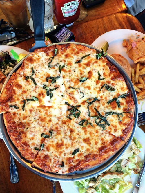 (Above) Luna Rosa Margherita Pizza and Seared Salmon.