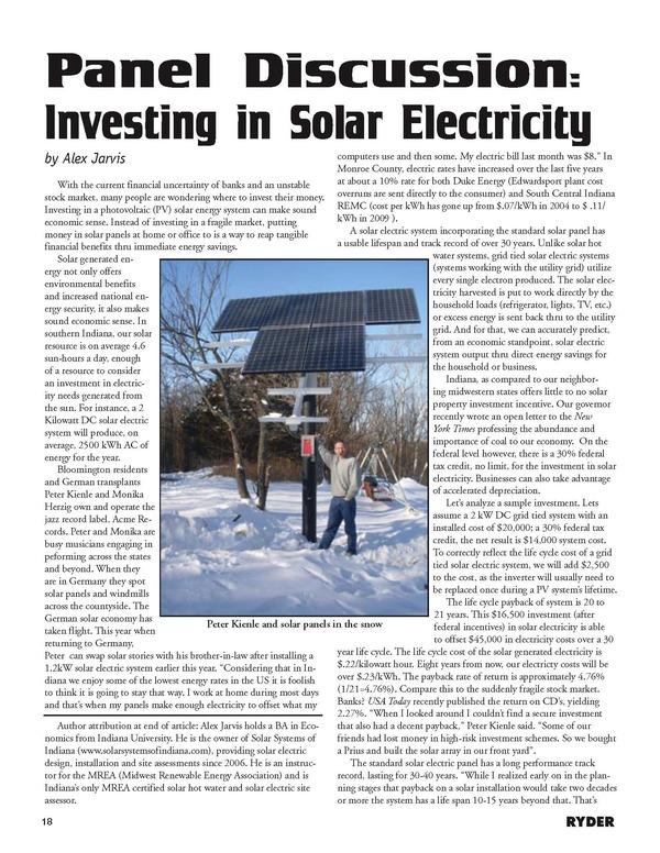  Write up on Solar Systems of Indiana by Alex Jarvis, published in&nbsp; The Ryder &nbsp;(2009) 