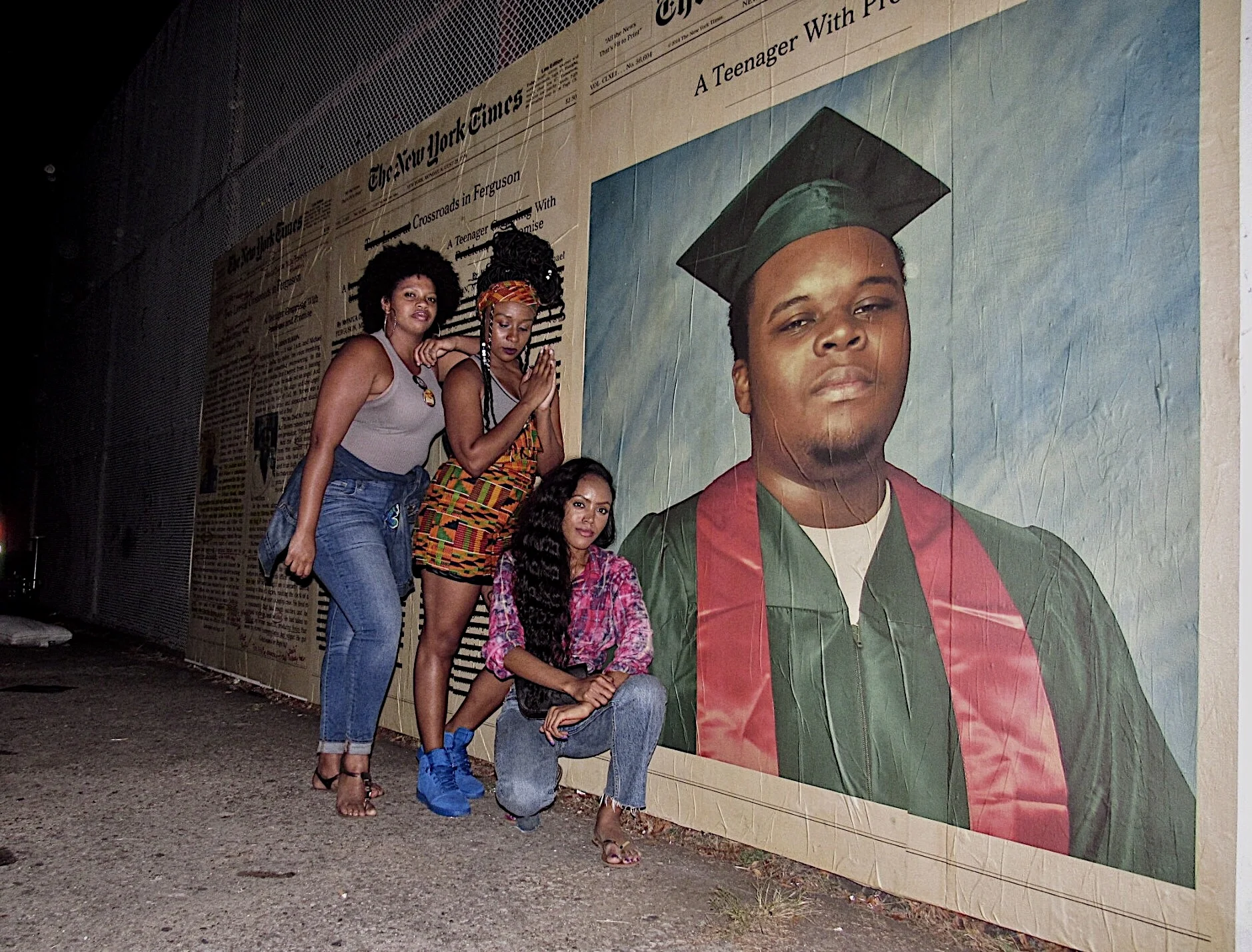  paying respect to Michael Brown at Afropunk Fest, Brooklyn. ..."the walls, the bars, the guns and the guards can never encircle or hold down the idea of the people". Huey Newton