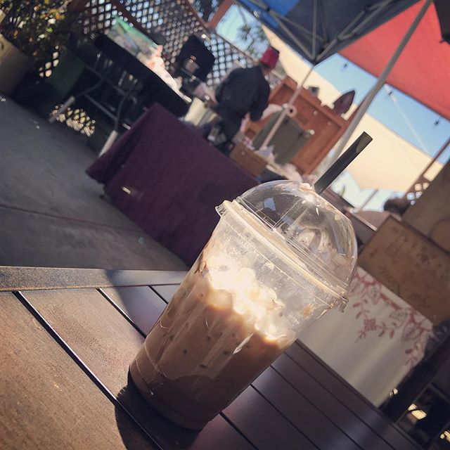 Funky Monkey Mocha n snack date with @rishonag &amp; Nubs on a rare morning off at our favorite #coffee cabin

@little_mise_chef #cityheights #sandiego