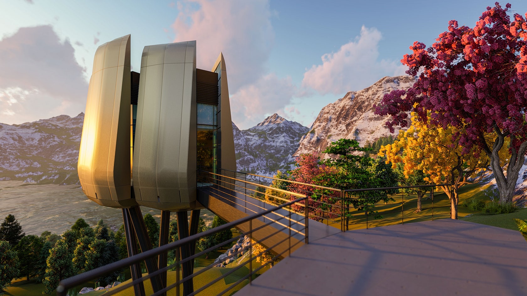 Futuristic Sustainable Mountain Pod By EA-Lab