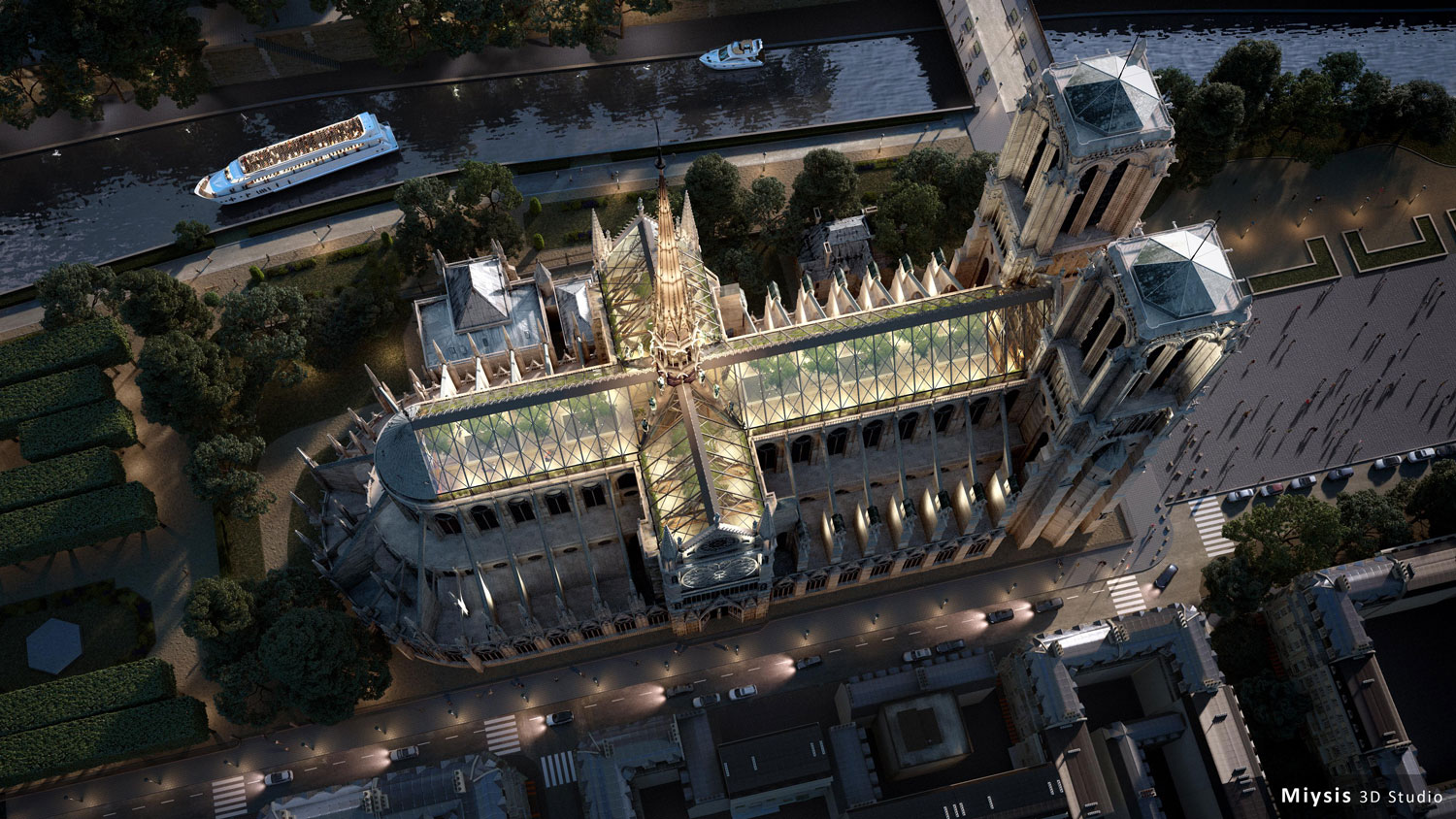 Miysis Pays Tribute to Notre-Dame With A Glass Roofed Rendition