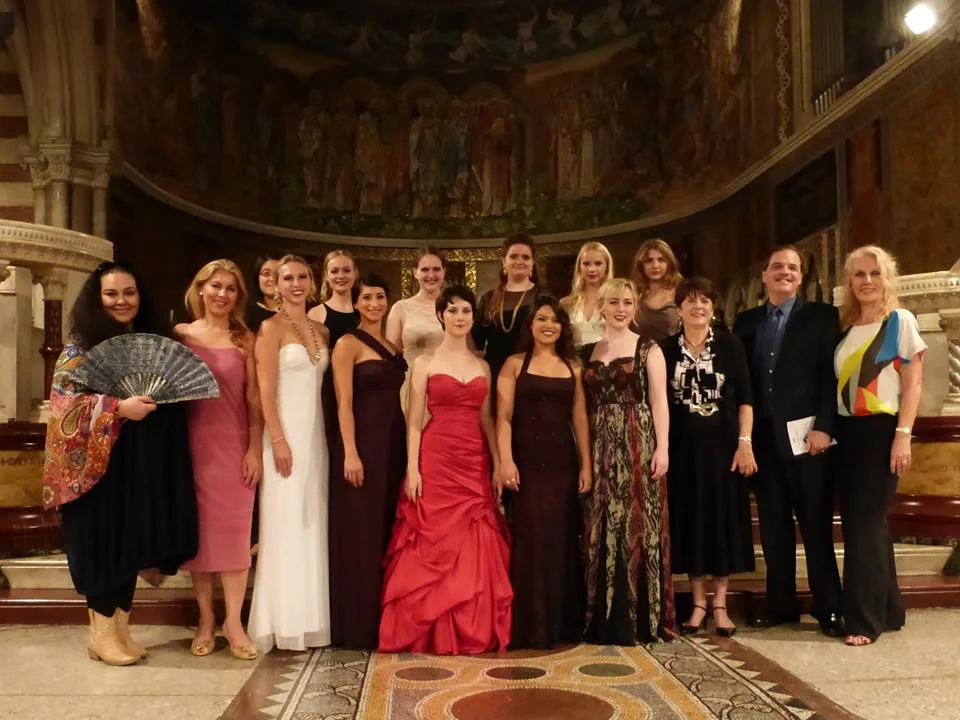 Ann with OCAVA participants and teachers after the second concert. 2014