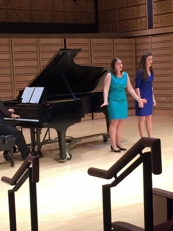 Ann Fogler, Sara Tillett, and Professor Eun Ae Baik-Kim performing "Prenderò quel brunettino" at Dickinson College Rubendall Recital Hall.
