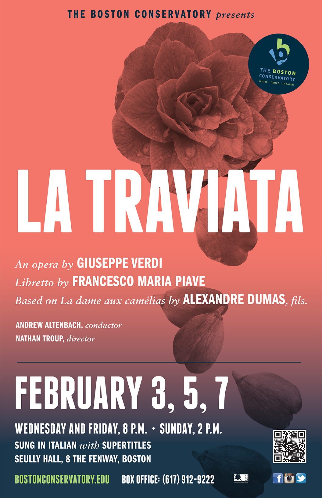 Flyer for La Traviata at The Boston Conservatory 2016