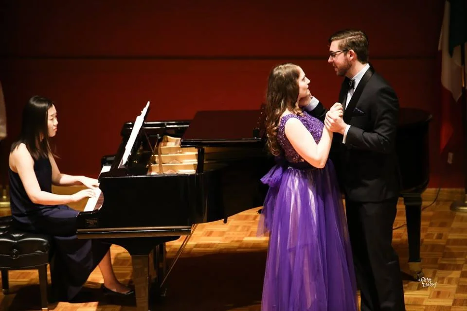 Ann, Elijah Blaisdell, and Minju Kim performing Ottorino Respighi's art songs
