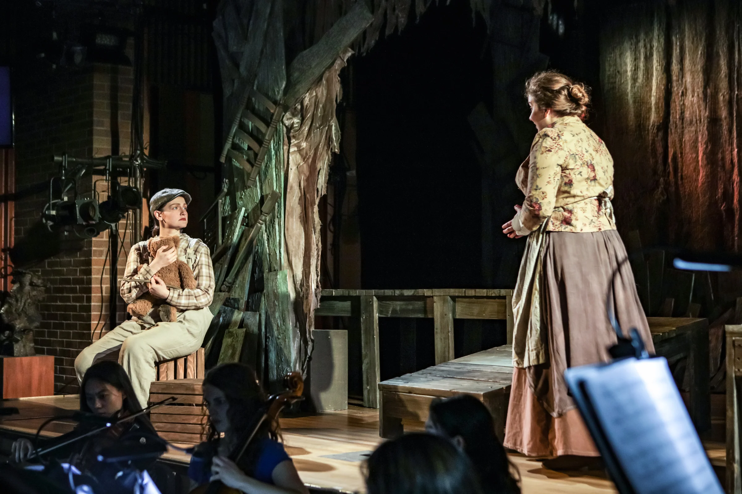 Ann Fogler as Brother and Emily Harmon as Auntie in The Scarlet Ibis . Boston Opera Collaborative; January 2019. Photo Credit: Dan Busler