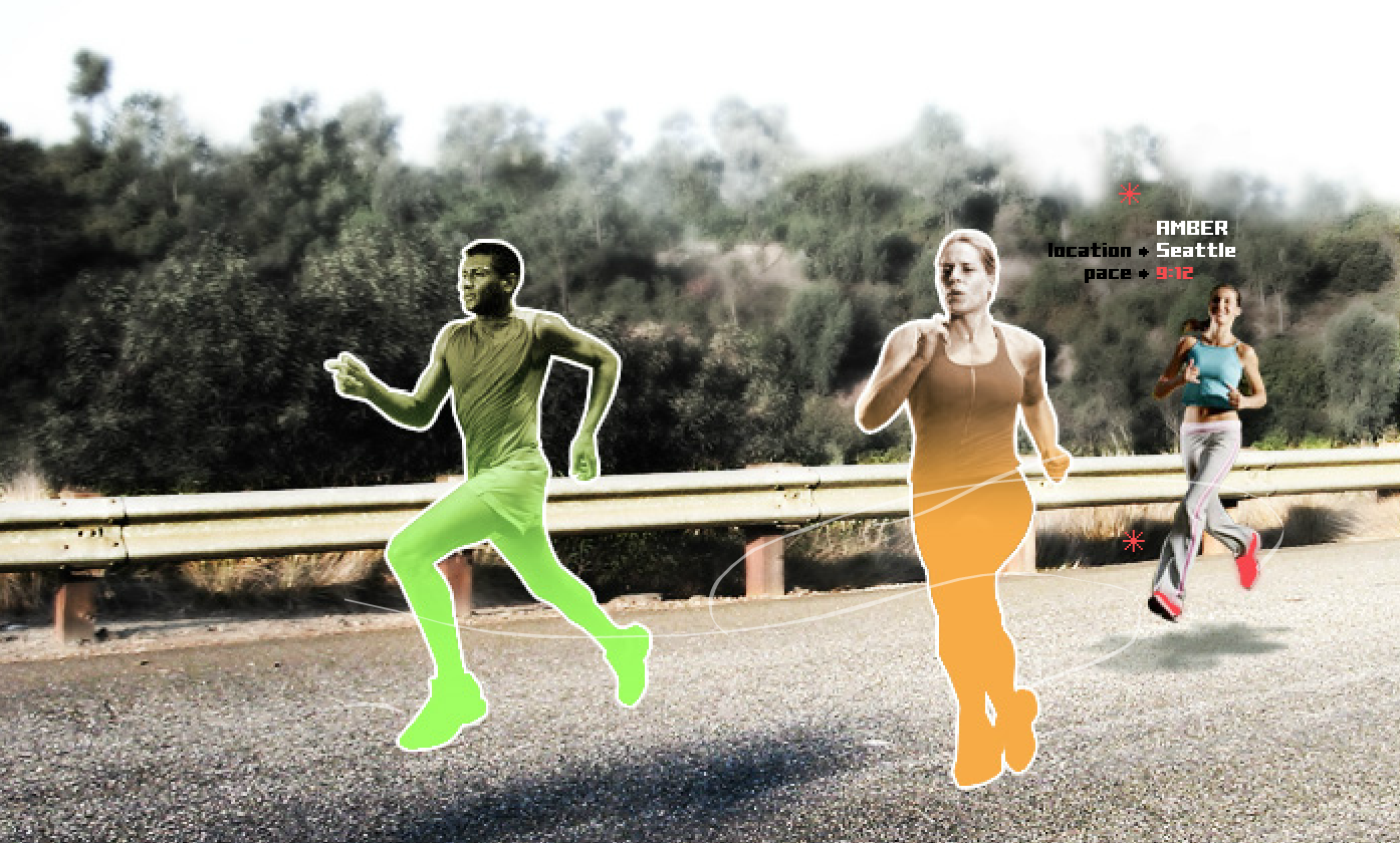 Lagging behind Amber is running in Seattle and is lagging with a 9:12 current pace. Her shoes are red to indicate that she's falling behind. Better step it up Amber.