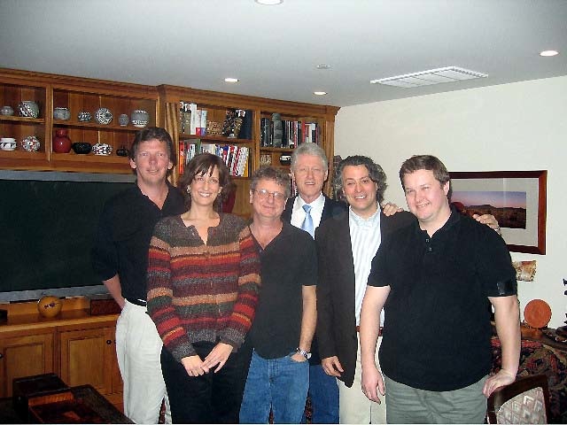 With Bill Clinton and crew, producing PSA for Golden Globes about Indonesian tsunami victims, 2005