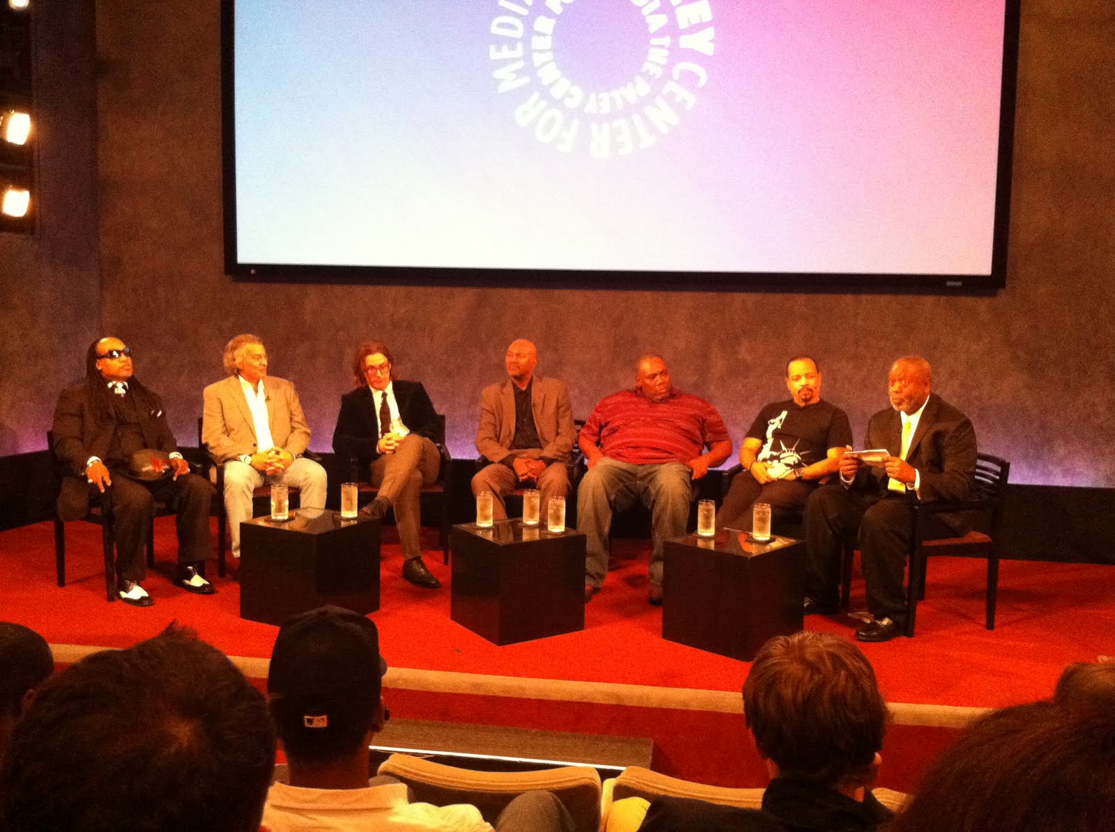 Panel discussion of Planet Rock at Paley Center For Media, 2010. L to R: Grandmaster Flash, Torgoff, Richard Lowe, Nelson George, Azie Faison, Ice-T, Barry Michael Cooper. 