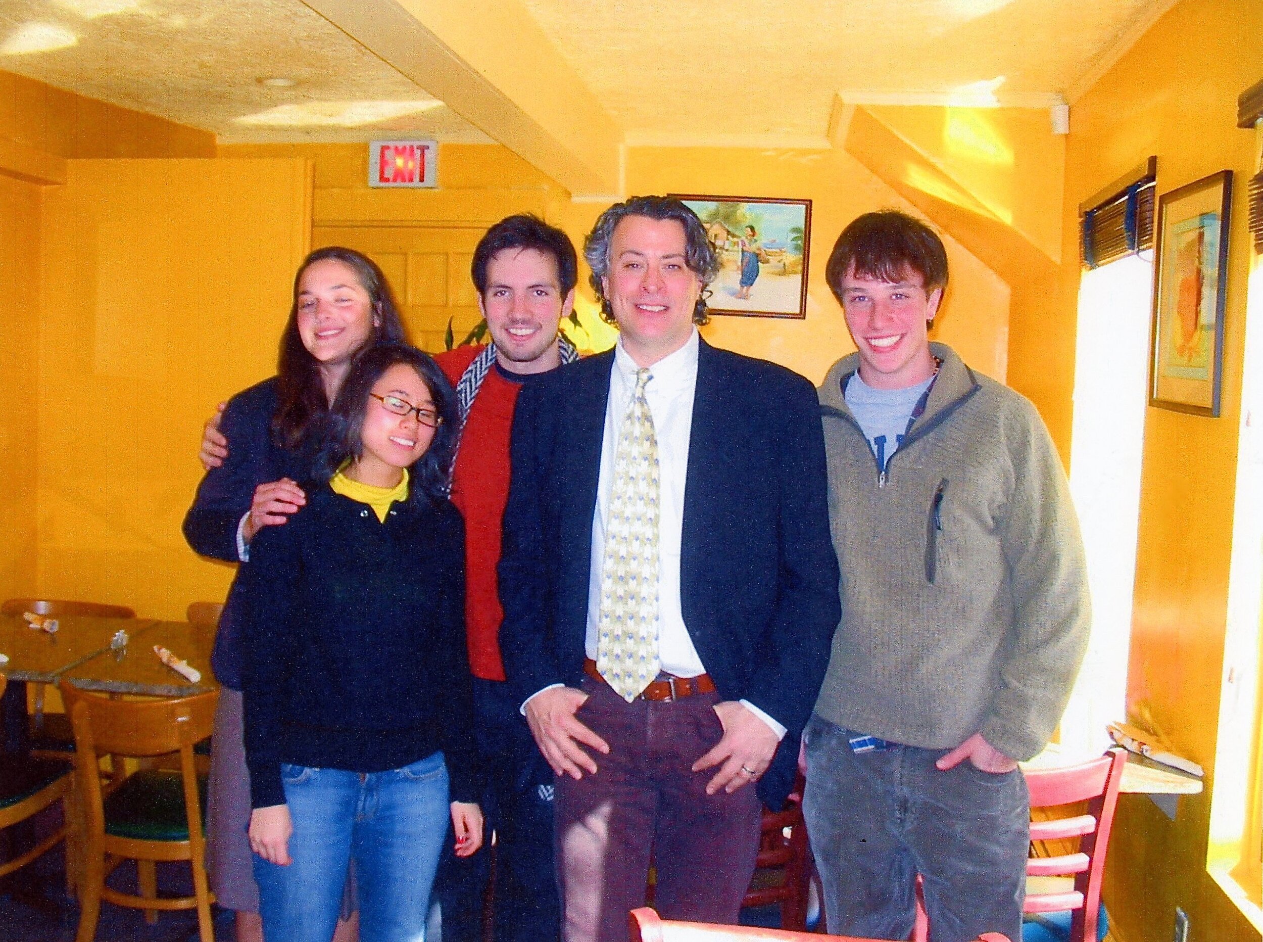 2006, with students at Brown, after lecturing on the psychedelic culture of the 60s.