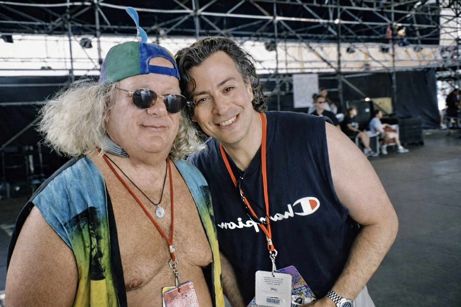 With Wavy Gravy, backstage Woodstock 99